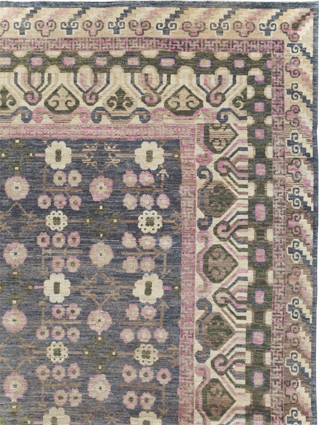 Modern East Turkestan Khotan Room Size Carpet, No.31495 - Staging