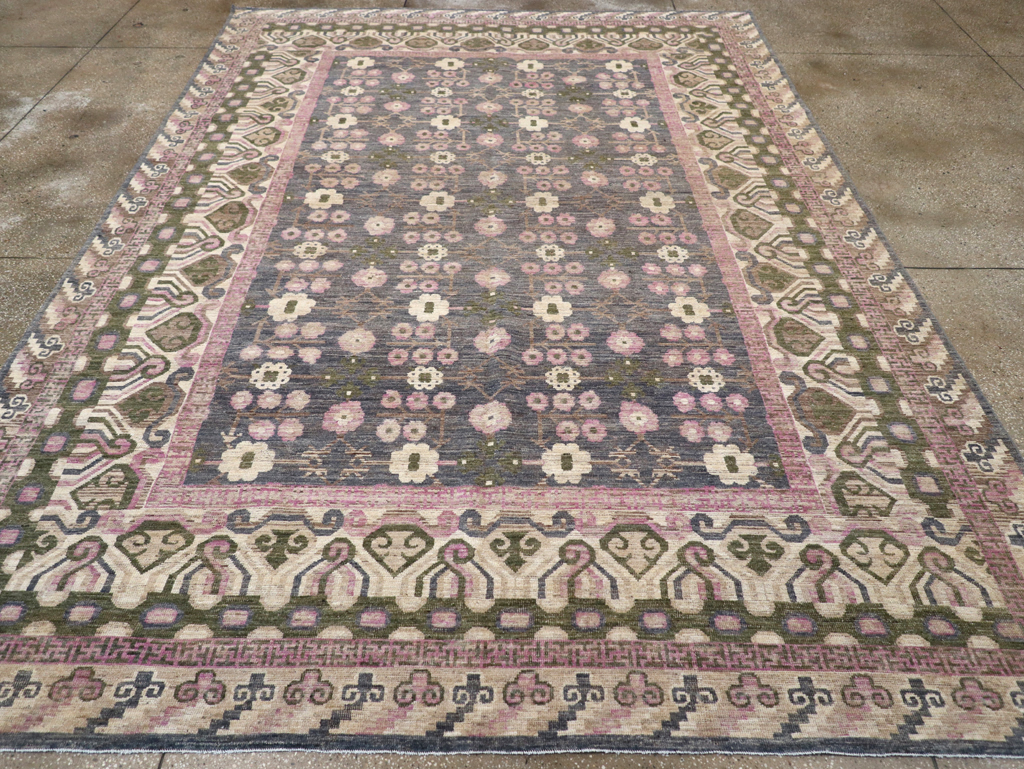 Modern East Turkestan Khotan Room Size Carpet, No.31495 - Staging