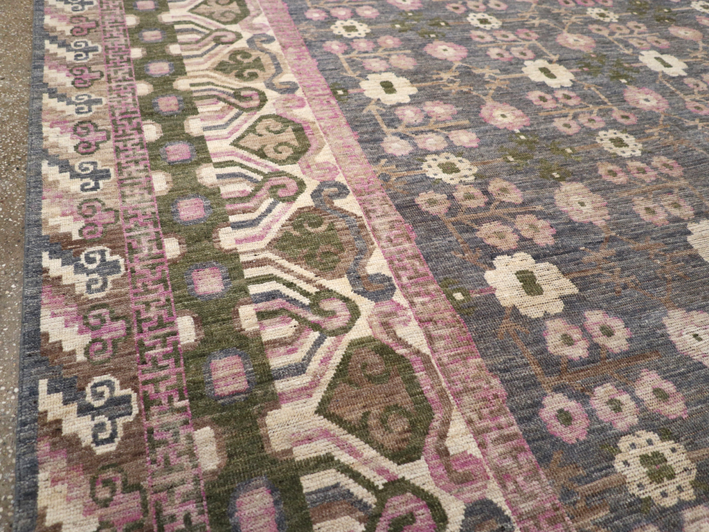 Modern East Turkestan Khotan Room Size Carpet, No.31495 - Staging