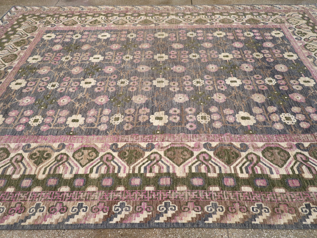 Modern East Turkestan Khotan Room Size Carpet, No.31495 - Staging