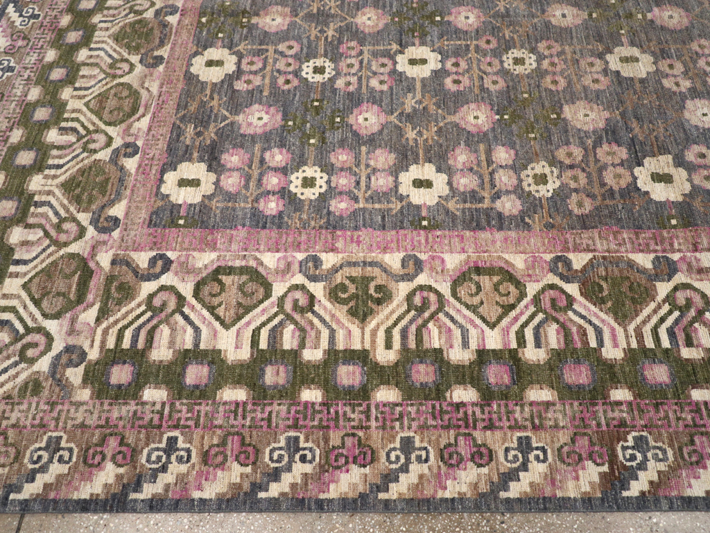 Modern East Turkestan Khotan Room Size Carpet, No.31495 - Staging