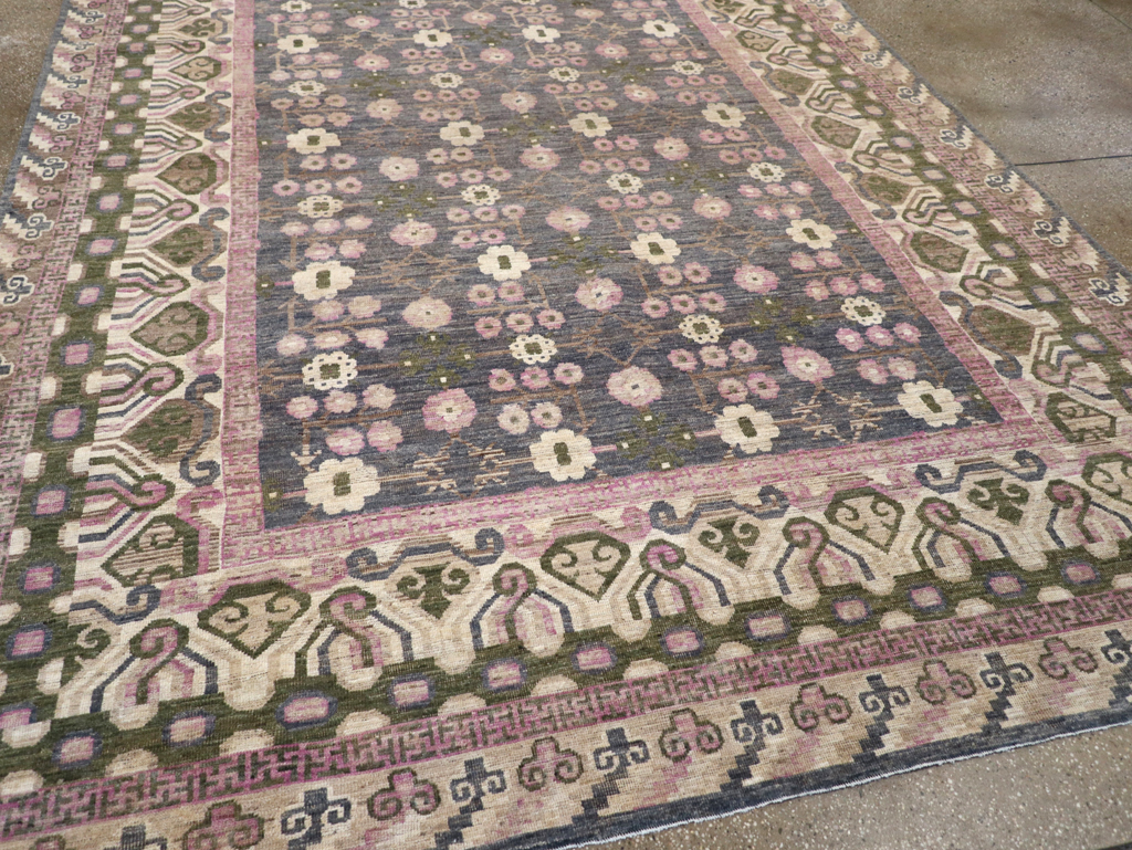 Modern East Turkestan Khotan Room Size Carpet, No.31495 - Staging