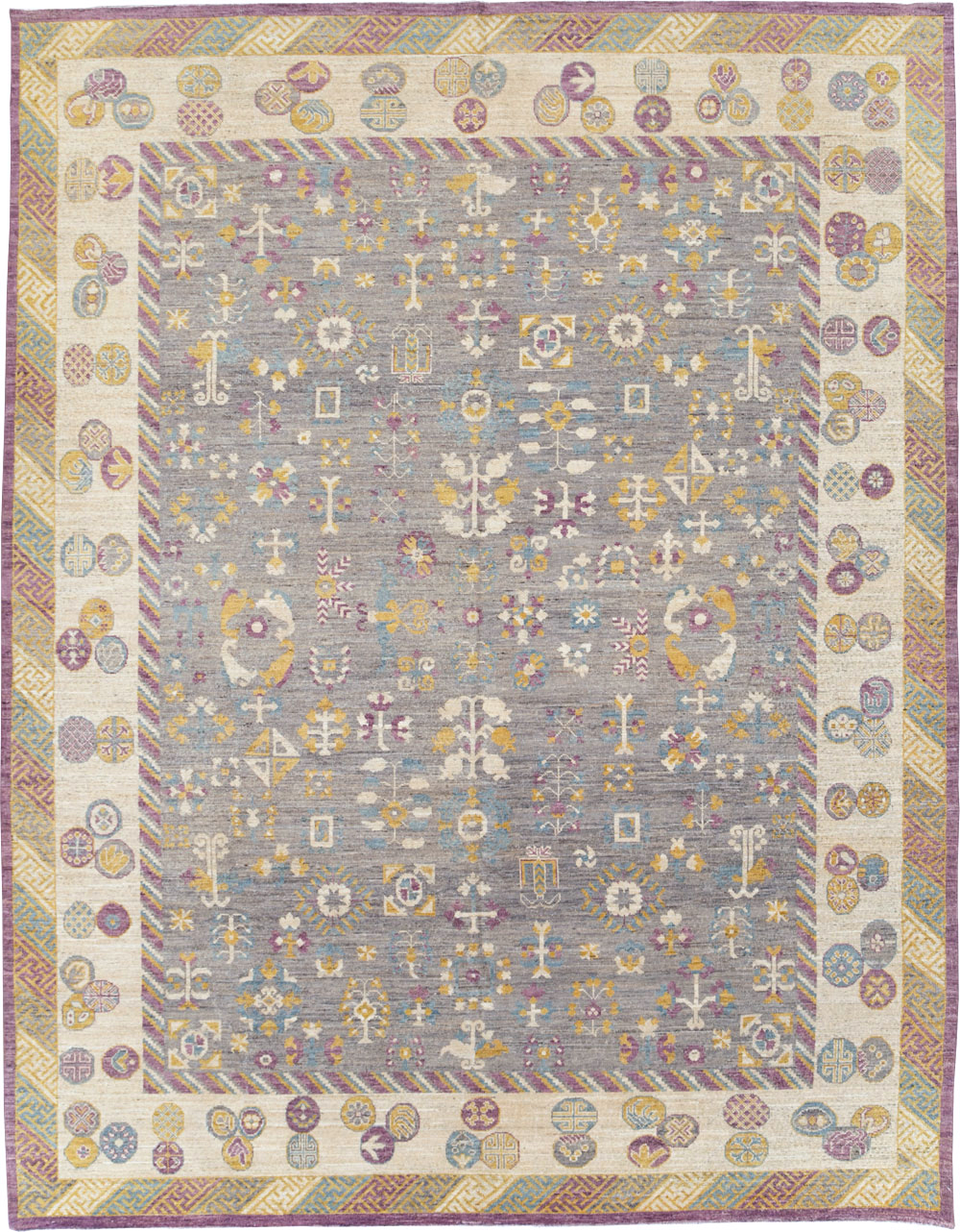 Modern East Turkestan Khotan Room Size Carpet, No.31496 - Staging