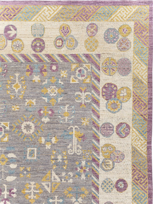 Modern East Turkestan Khotan Room Size Carpet, No.31496 - Staging