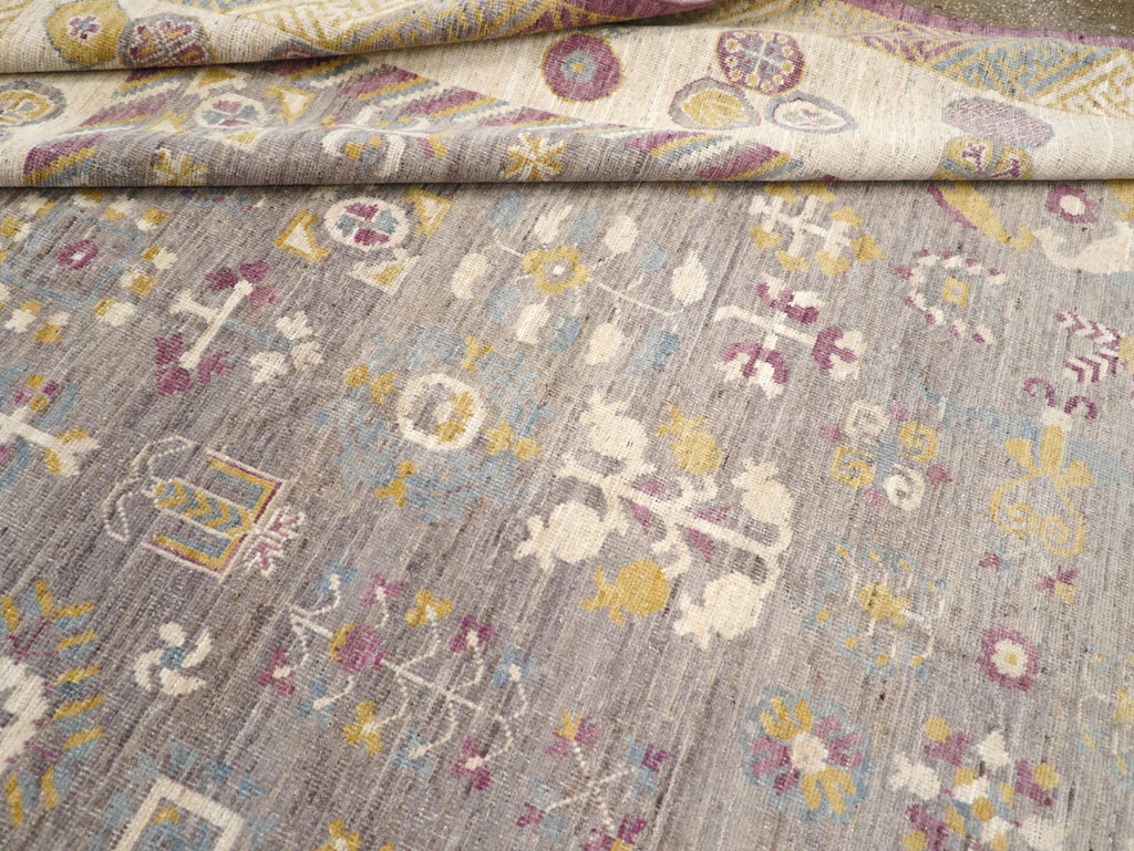 Modern East Turkestan Khotan Room Size Carpet, No.31496 - Staging