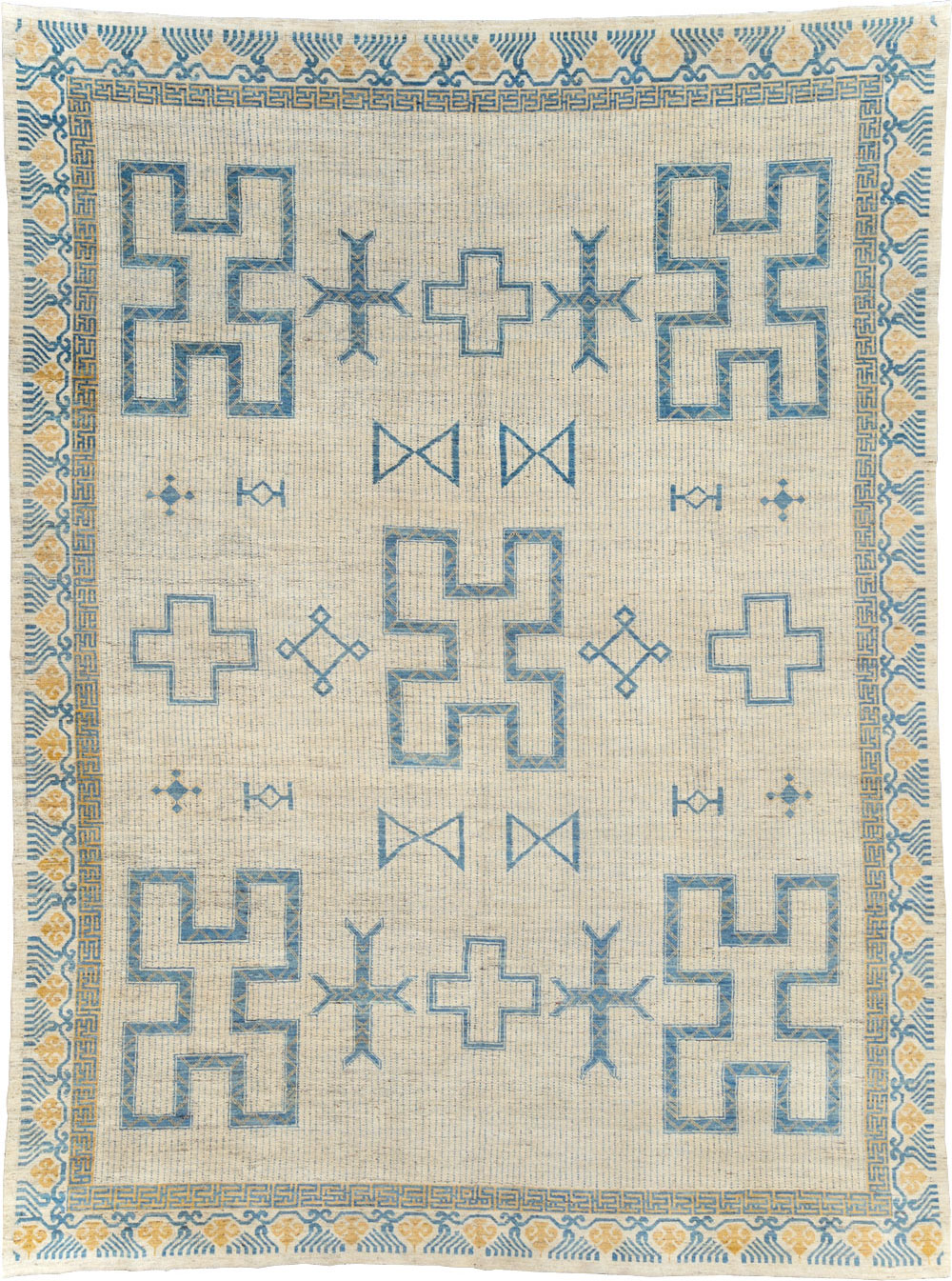 African Tuareg Inspired Modern East Turkestan Khotan Room Size Carpet, No.31498 - Staging