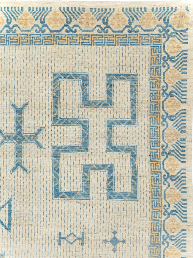 African Tuareg Inspired Modern East Turkestan Khotan Room Size Carpet, No.31498 - Staging