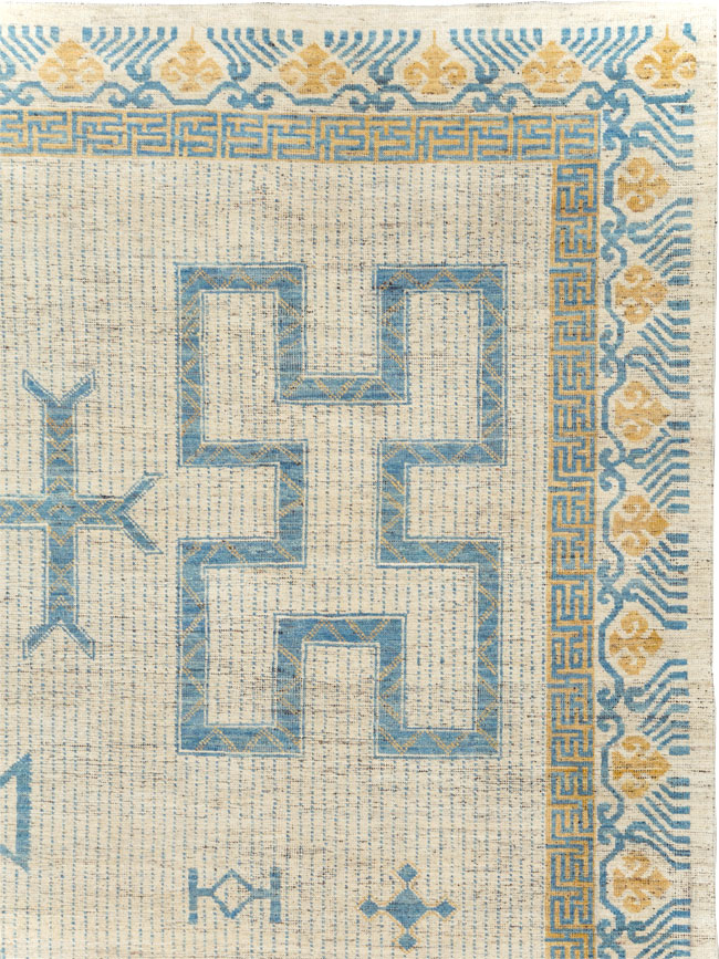 African Tuareg Inspired Modern East Turkestan Khotan Room Size Carpet, No.31498 - Staging