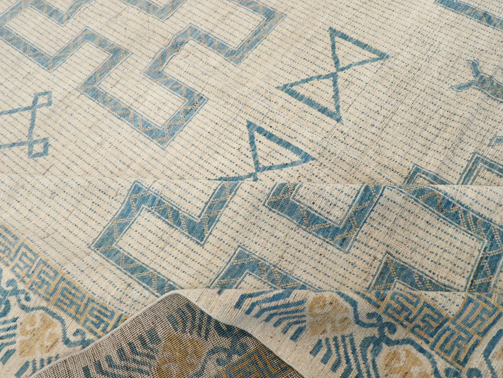 African Tuareg Inspired Modern East Turkestan Khotan Room Size Carpet, No.31498 - Staging