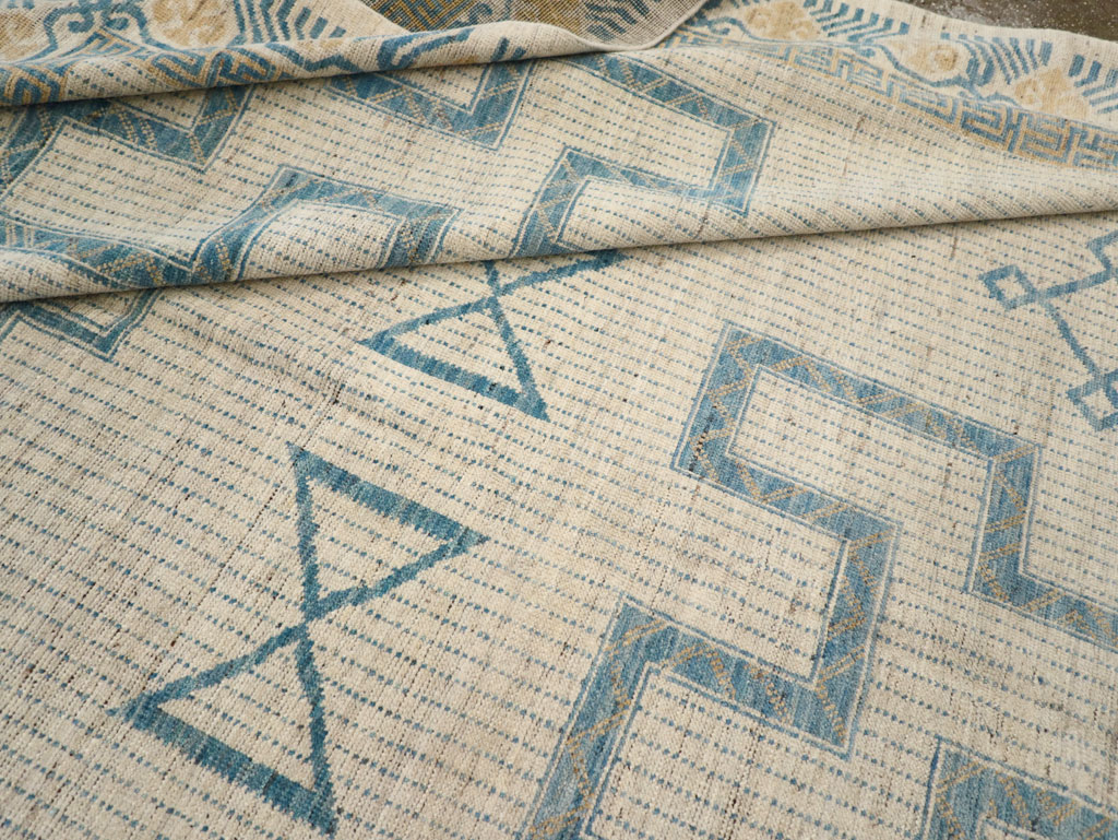 African Tuareg Inspired Modern East Turkestan Khotan Room Size Carpet, No.31498 - Staging