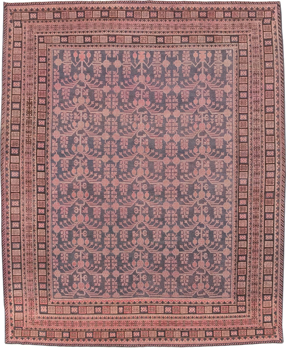 Antique East Turkestan Khotan Room Size Carpet, No.31505 - Staging