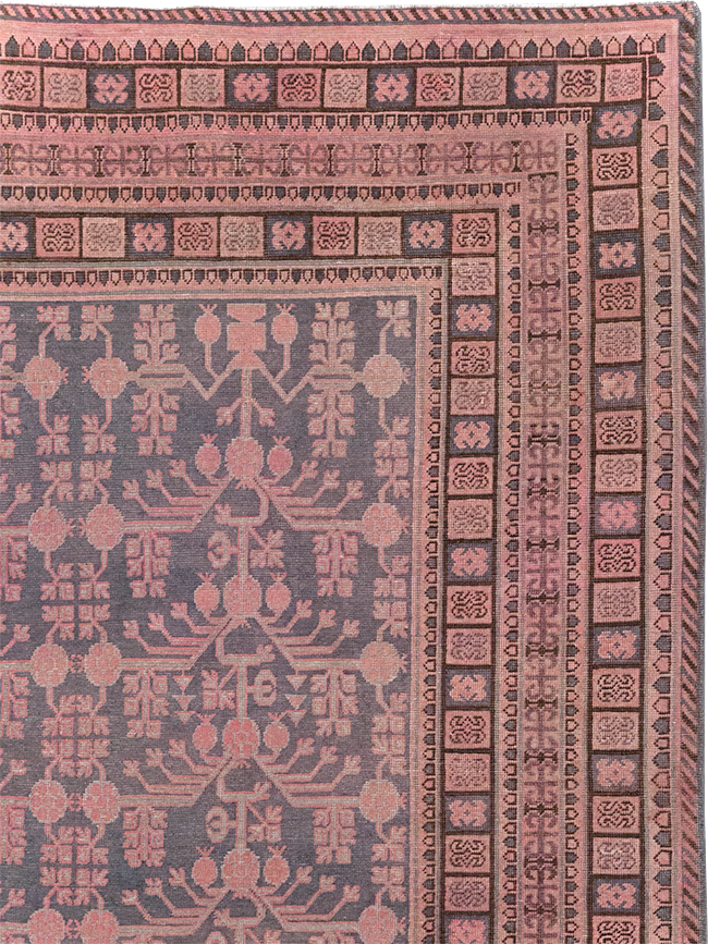 Antique East Turkestan Khotan Room Size Carpet, No.31505 - Staging