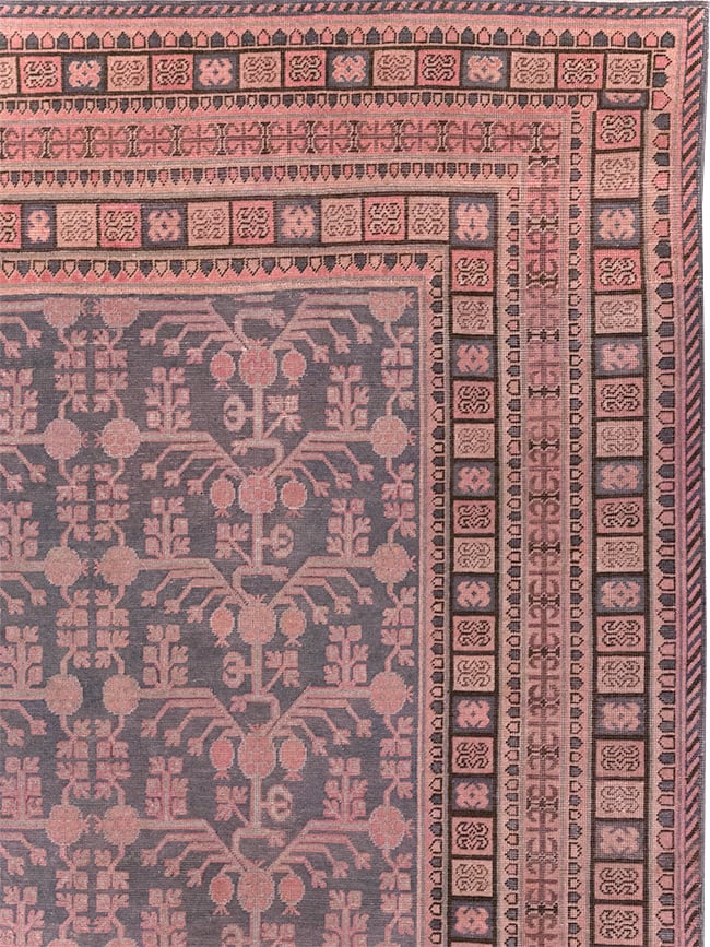 Antique East Turkestan Khotan Room Size Carpet, No.31505 - Staging