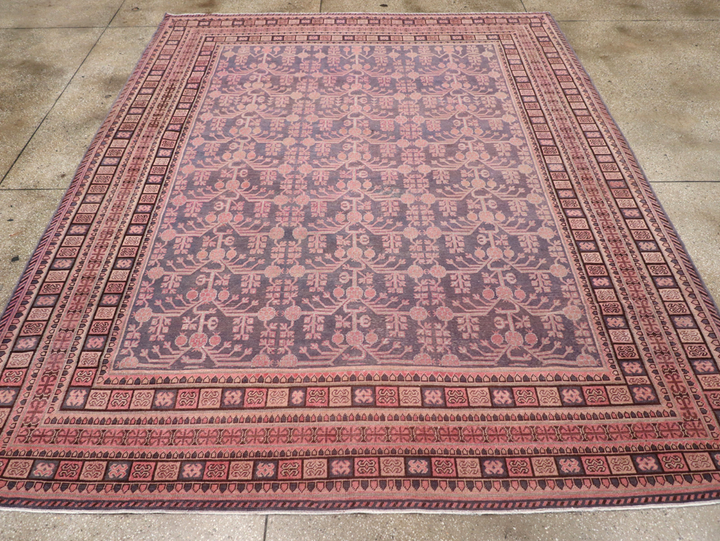 Antique East Turkestan Khotan Room Size Carpet, No.31505 - Staging