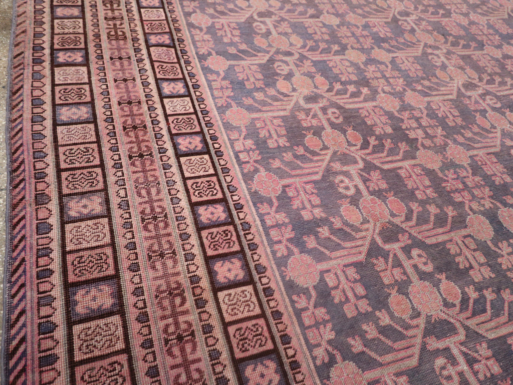 Antique East Turkestan Khotan Room Size Carpet, No.31505 - Staging