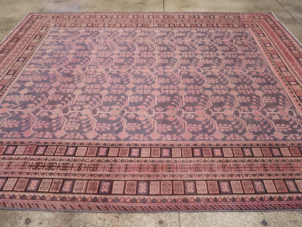 Antique East Turkestan Khotan Room Size Carpet, No.31505 - Staging