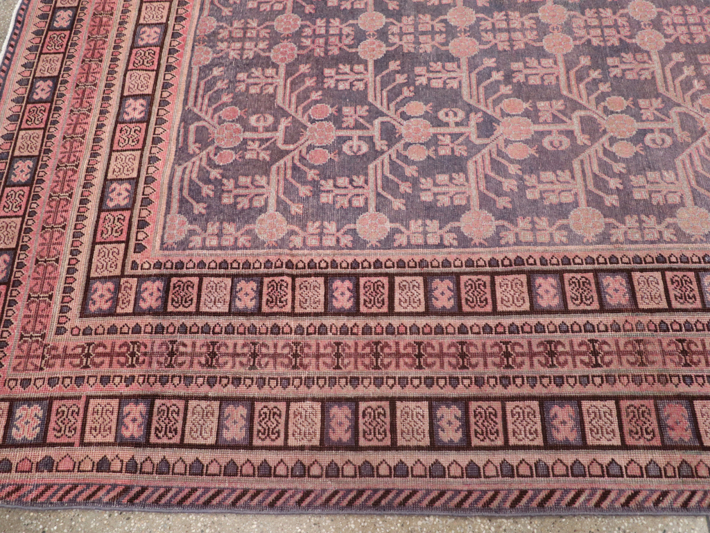 Antique East Turkestan Khotan Room Size Carpet, No.31505 - Staging
