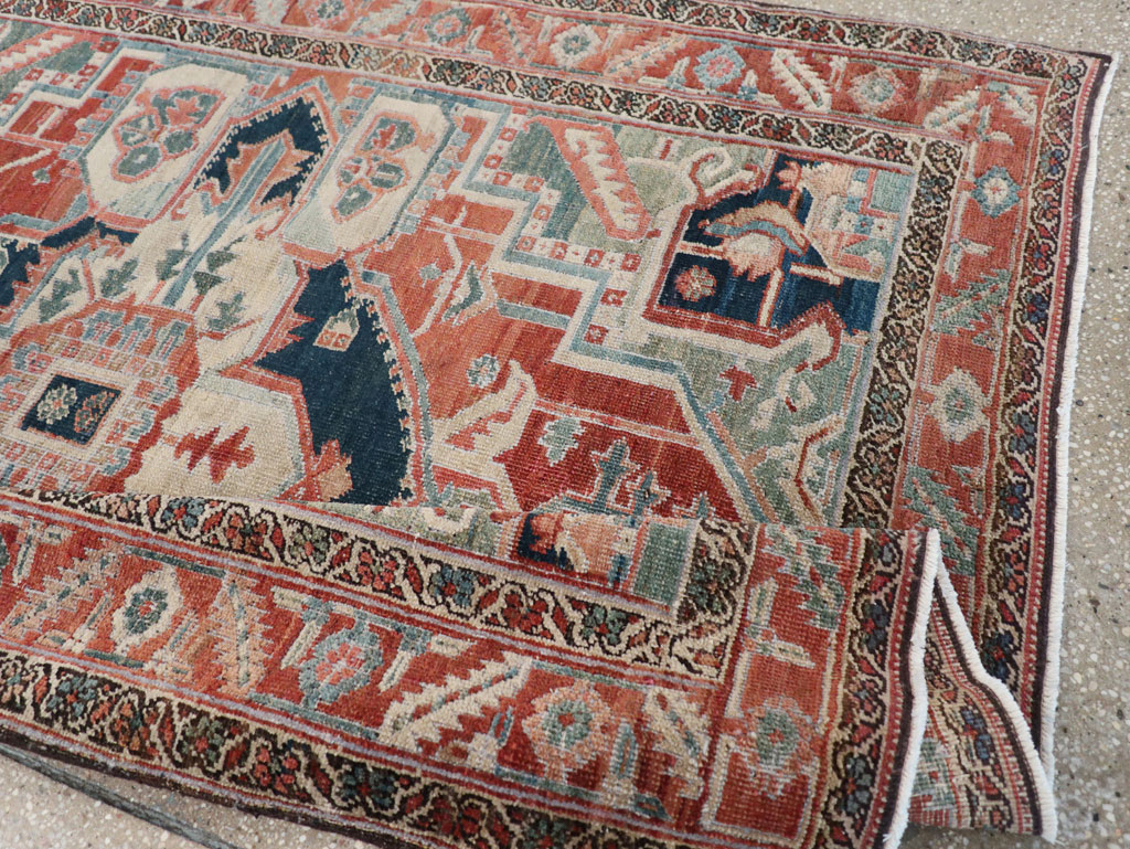 Antique Persian Heriz Accent Rug, No.31508 - Staging