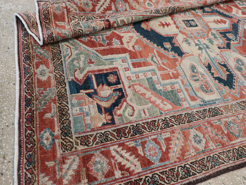 Antique Persian Heriz Accent Rug, No.31508 - Staging