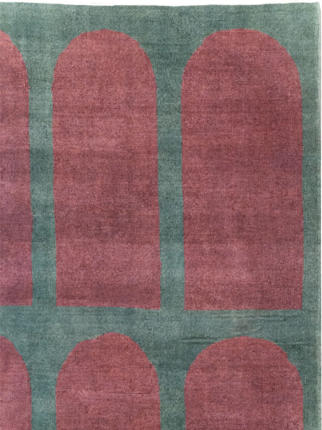 Vintage Turkish Art Deco Style Room Size Carpet, No.31514 - Staging