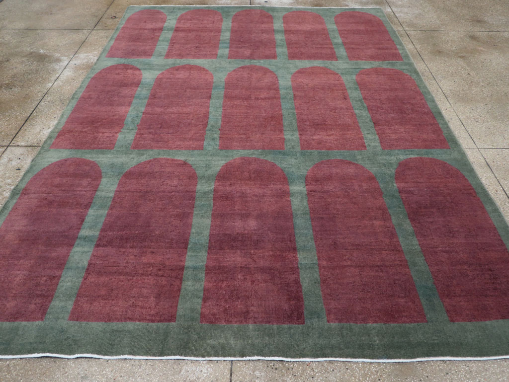 Vintage Turkish Art Deco Style Room Size Carpet, No.31514 - Staging