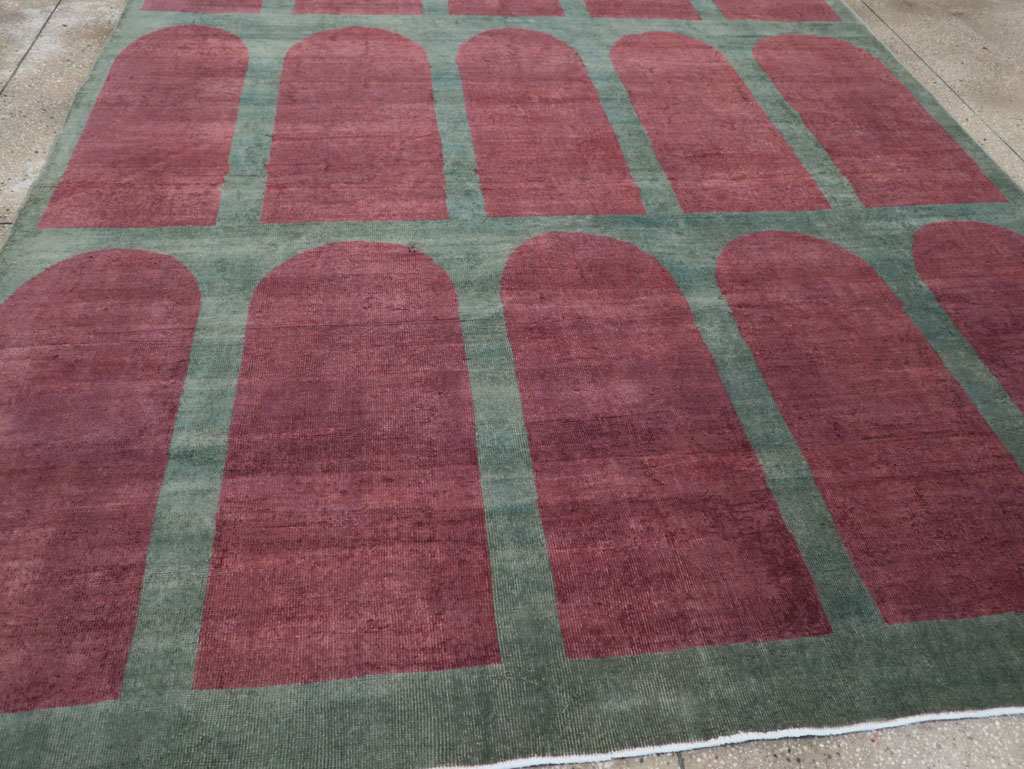 Vintage Turkish Art Deco Style Room Size Carpet, No.31514 - Staging