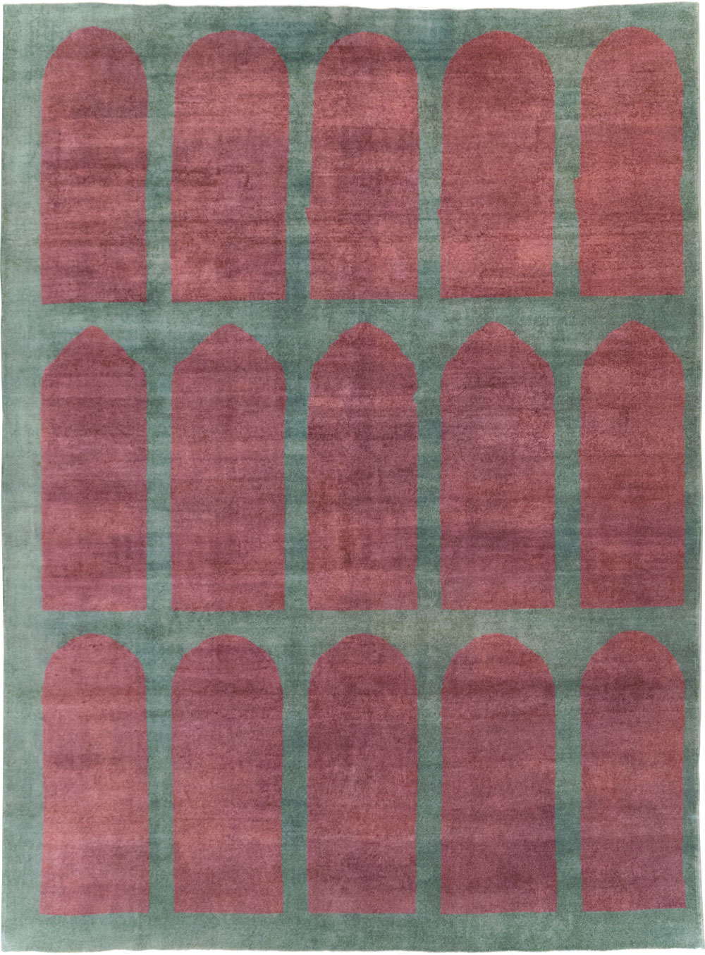 Vintage Turkish Art Deco Style Room Size Carpet, No.31516 - Staging
