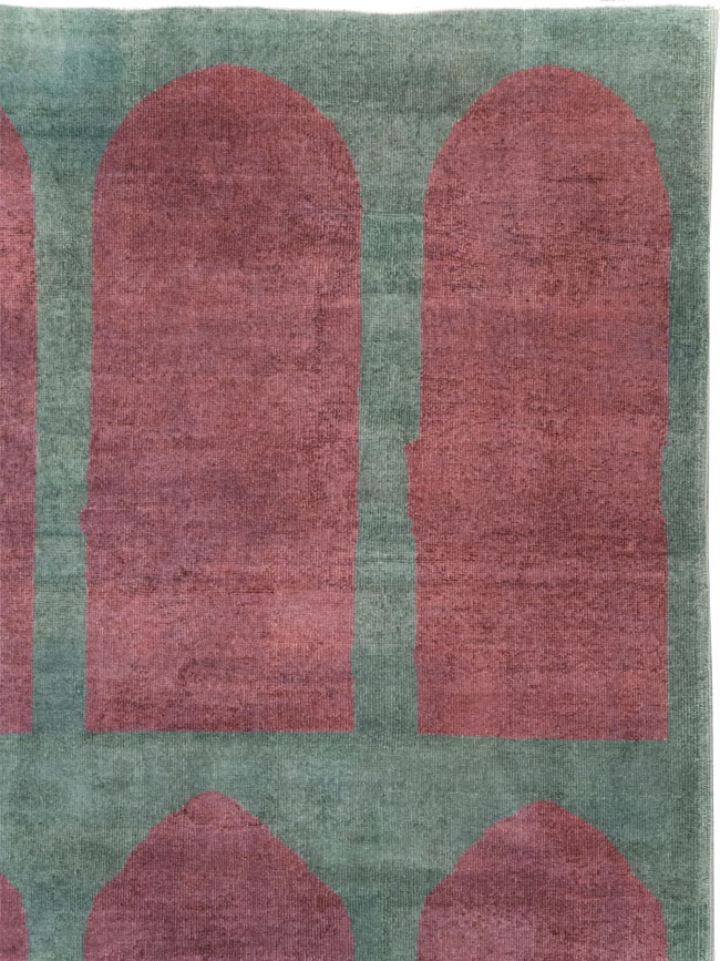 Vintage Turkish Art Deco Style Room Size Carpet, No.31516 - Staging