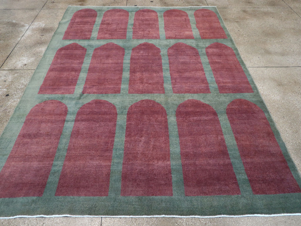 Vintage Turkish Art Deco Style Room Size Carpet, No.31516 - Staging