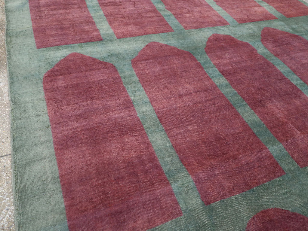 Vintage Turkish Art Deco Style Room Size Carpet, No.31516 - Staging