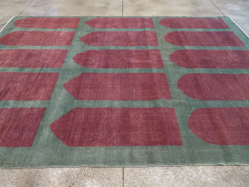 Vintage Turkish Art Deco Style Room Size Carpet, No.31516 - Staging