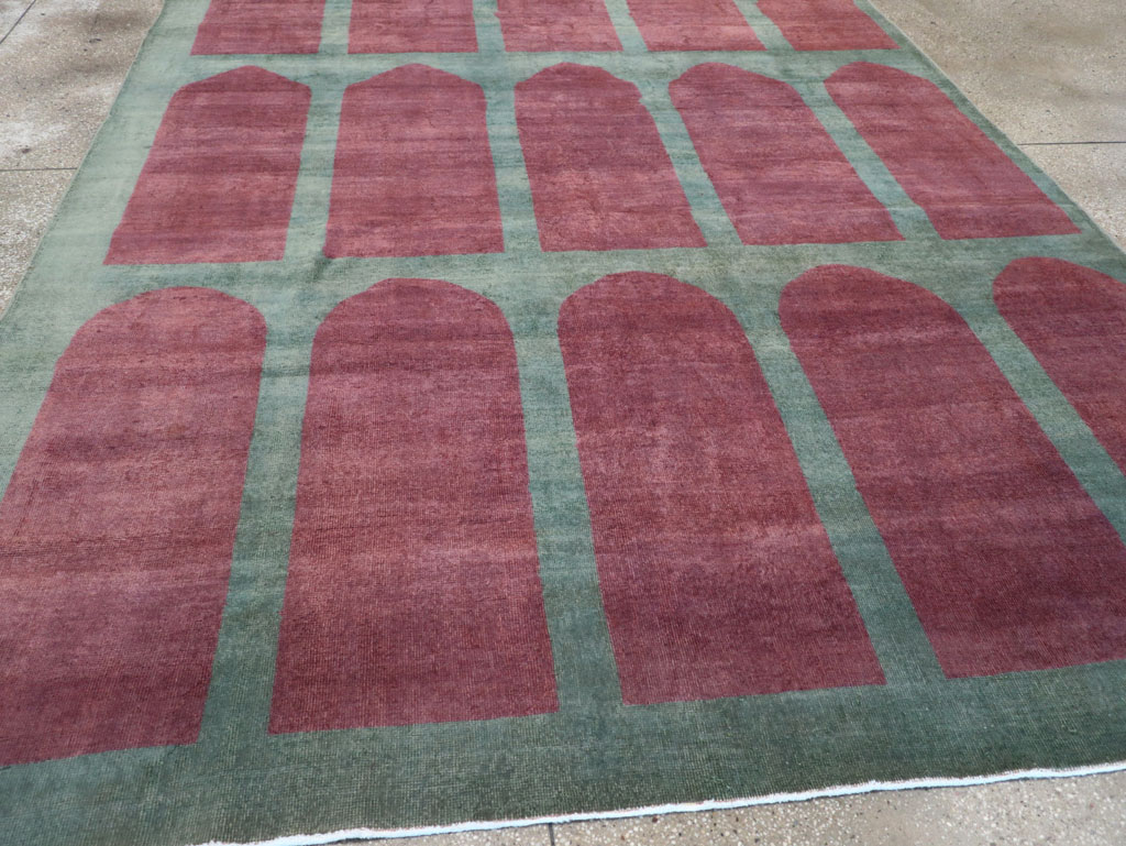 Vintage Turkish Art Deco Style Room Size Carpet, No.31516 - Staging
