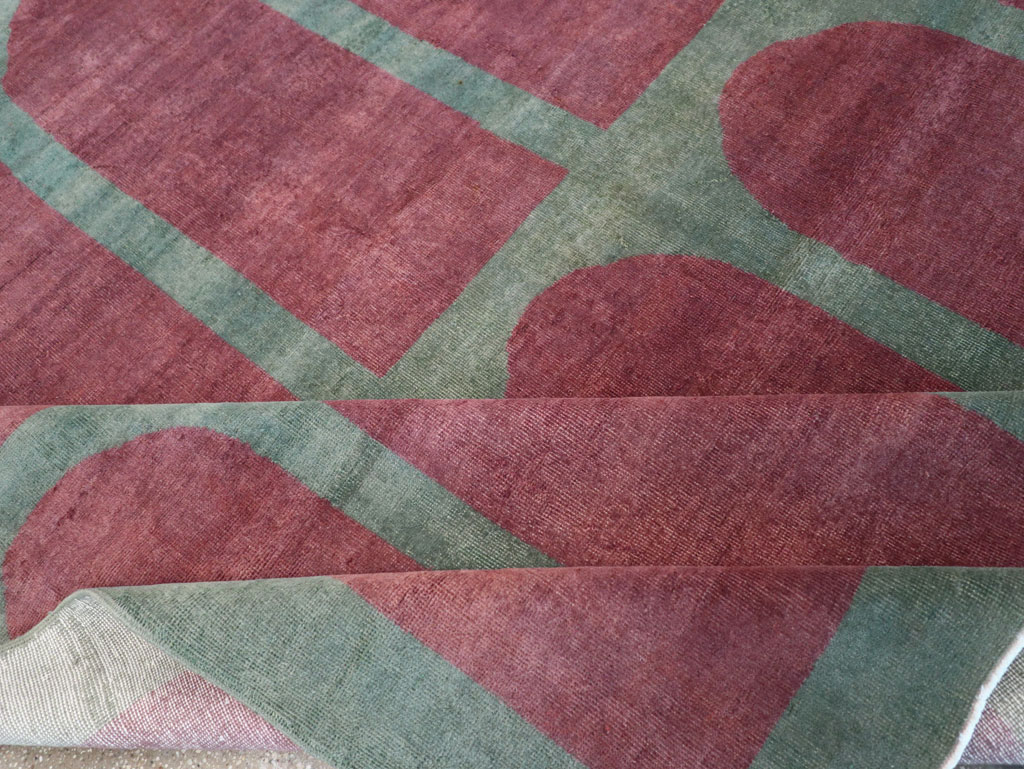 Vintage Turkish Art Deco Style Room Size Carpet, No.31516 - Staging