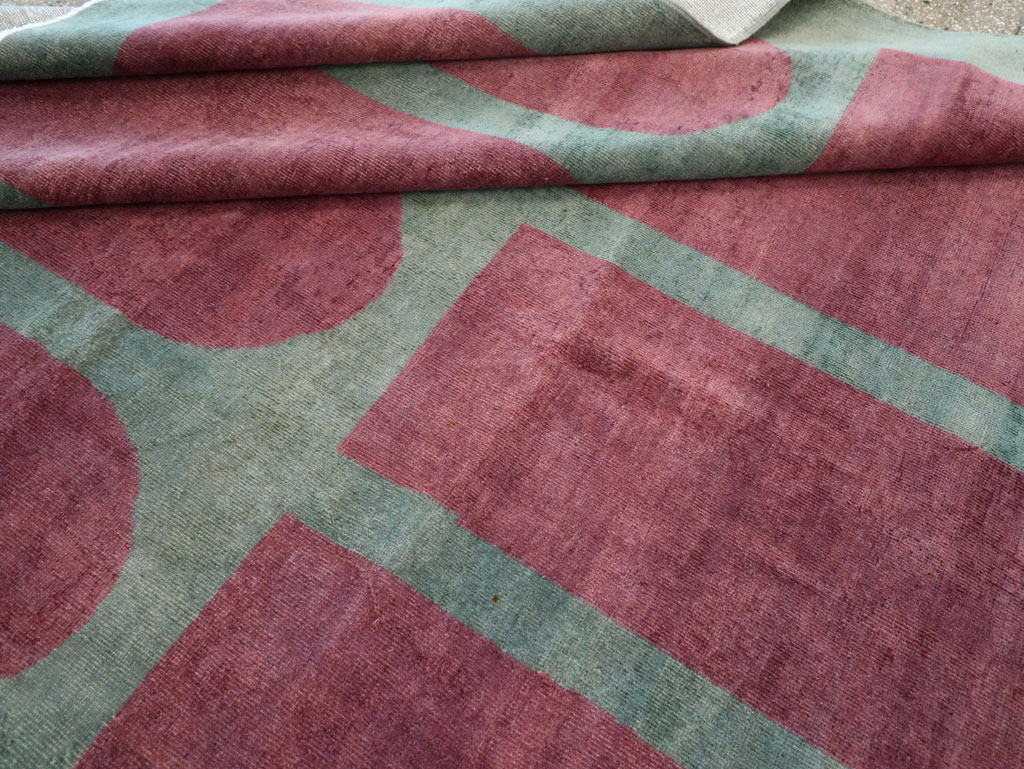 Vintage Turkish Art Deco Style Room Size Carpet, No.31516 - Staging