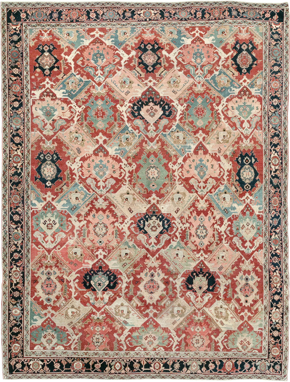 Antique Persian Heriz Room Size Carpet, No.31518 - Staging