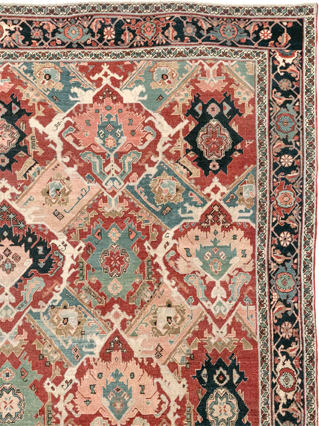 Antique Persian Heriz Room Size Carpet, No.31518 - Staging