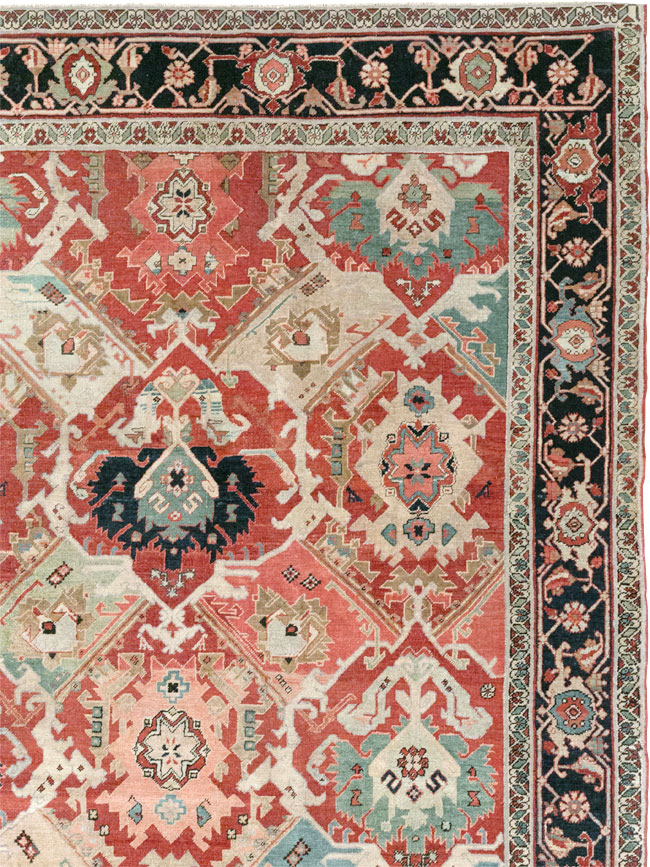 Antique Persian Heriz Room Size Carpet, No.31518 - Staging