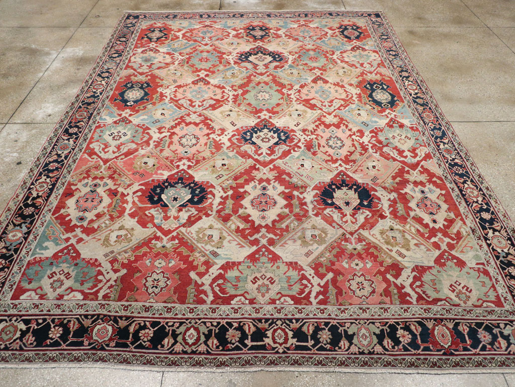 Antique Persian Heriz Room Size Carpet, No.31518 - Staging
