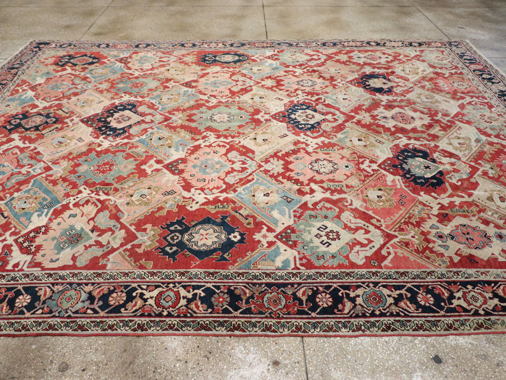 Antique Persian Heriz Room Size Carpet, No.31518 - Staging