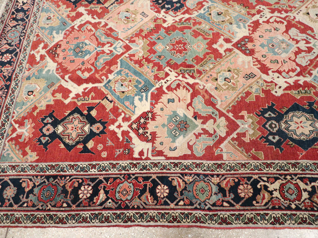 Antique Persian Heriz Room Size Carpet, No.31518 - Staging