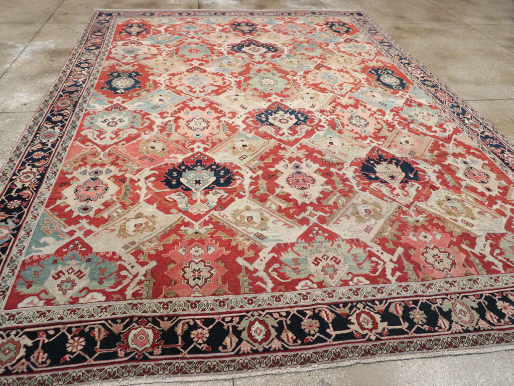 Antique Persian Heriz Room Size Carpet, No.31518 - Staging