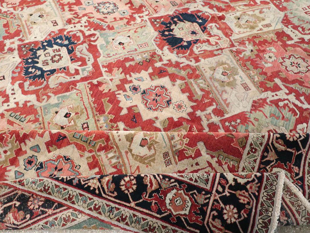 Antique Persian Heriz Room Size Carpet, No.31518 - Staging