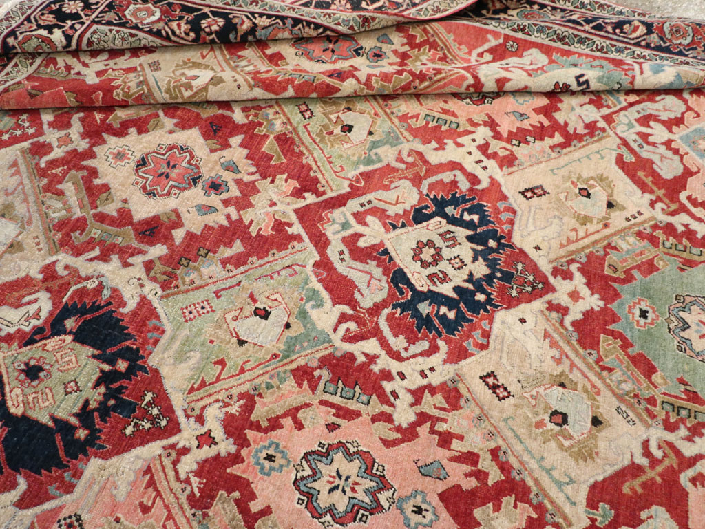 Antique Persian Heriz Room Size Carpet, No.31518 - Staging