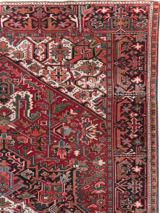 Vintage Persian Heriz Small Room Size Carpet, No.31519 - Staging