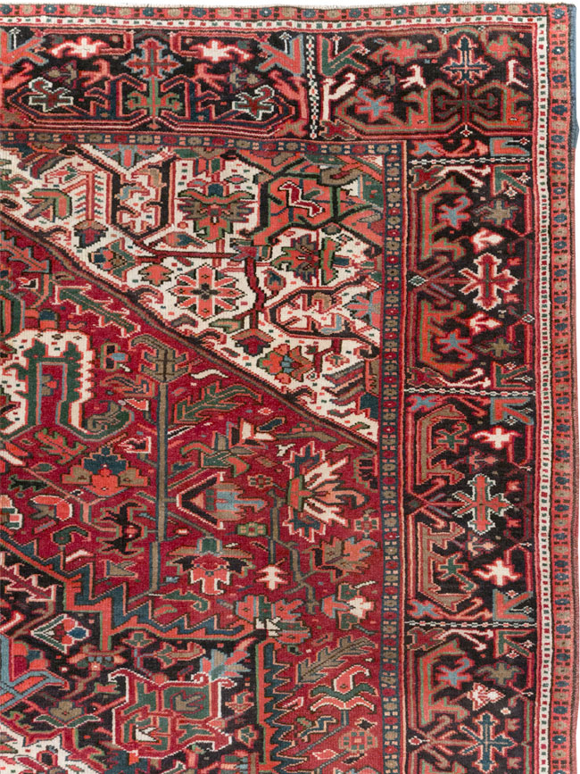 Vintage Persian Heriz Small Room Size Carpet, No.31519 - Staging