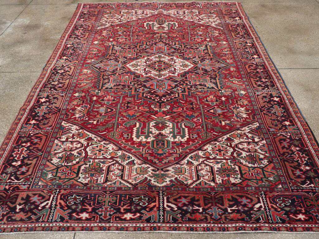 Vintage Persian Heriz Small Room Size Carpet, No.31519 - Staging