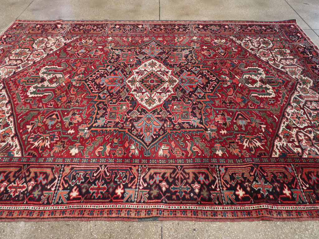 Vintage Persian Heriz Small Room Size Carpet, No.31519 - Staging