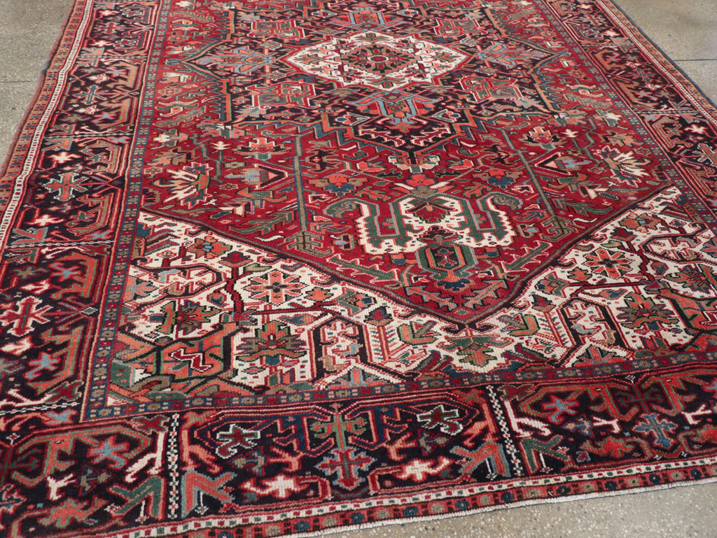 Vintage Persian Heriz Small Room Size Carpet, No.31519 - Staging