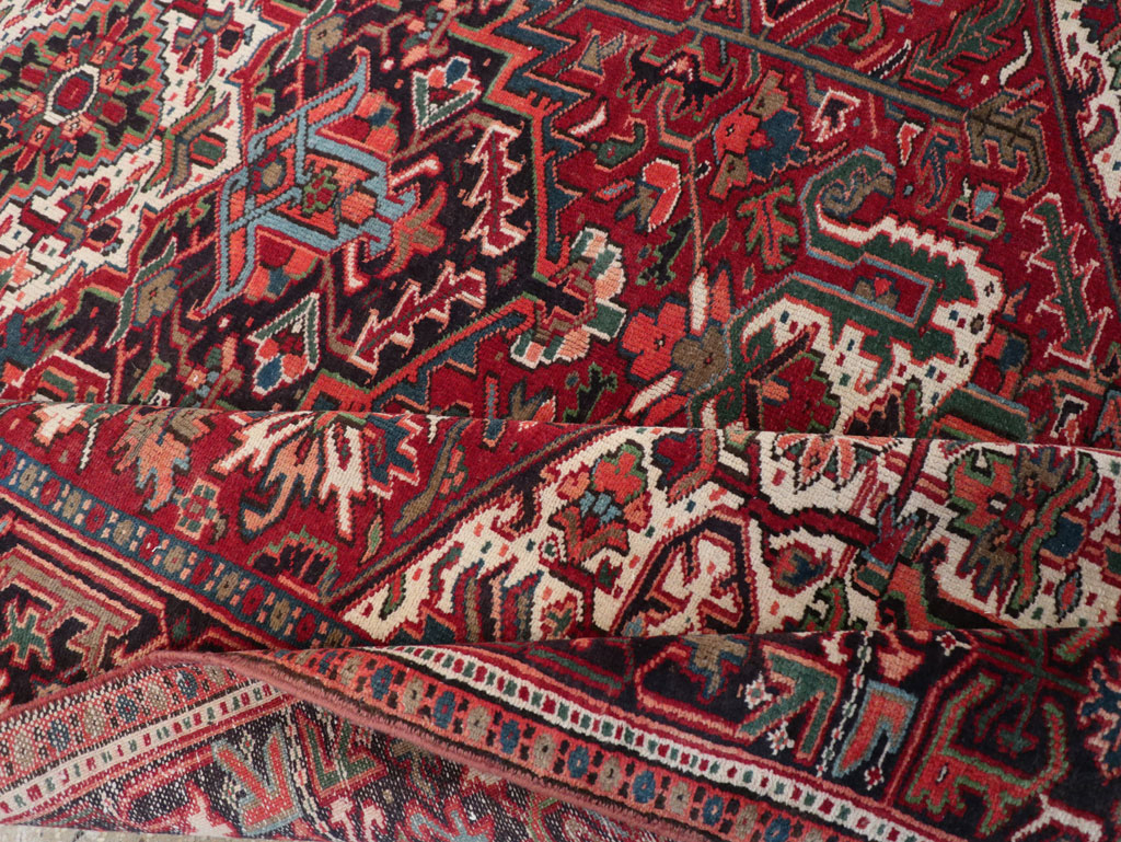Vintage Persian Heriz Small Room Size Carpet, No.31519 - Staging