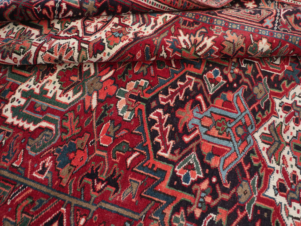 Vintage Persian Heriz Small Room Size Carpet, No.31519 - Staging